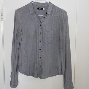 Black and white pinstripe button down shirt